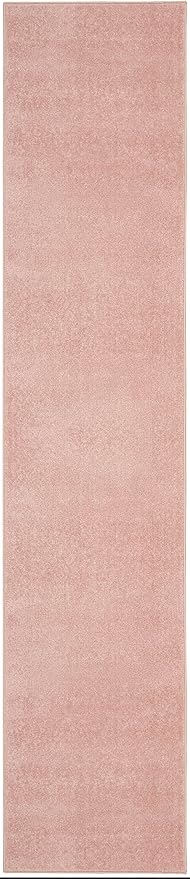 Nourison Home Essentials Solid Indoor/Outdoor Pink 2'2" x 16 Area Rug, Easy Cleaning, Non Shedding, Bed Room, Living Room, Dining Room, Deck, Patio, Backyard (2x16)