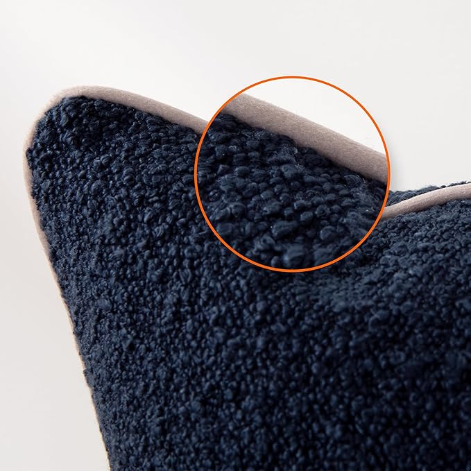 Amazon Basics Boucle Throw Pillow Covers for Couch, Living Room, Home Decor with Hidden Zipper, Blue, 18×18in, Pack of 2