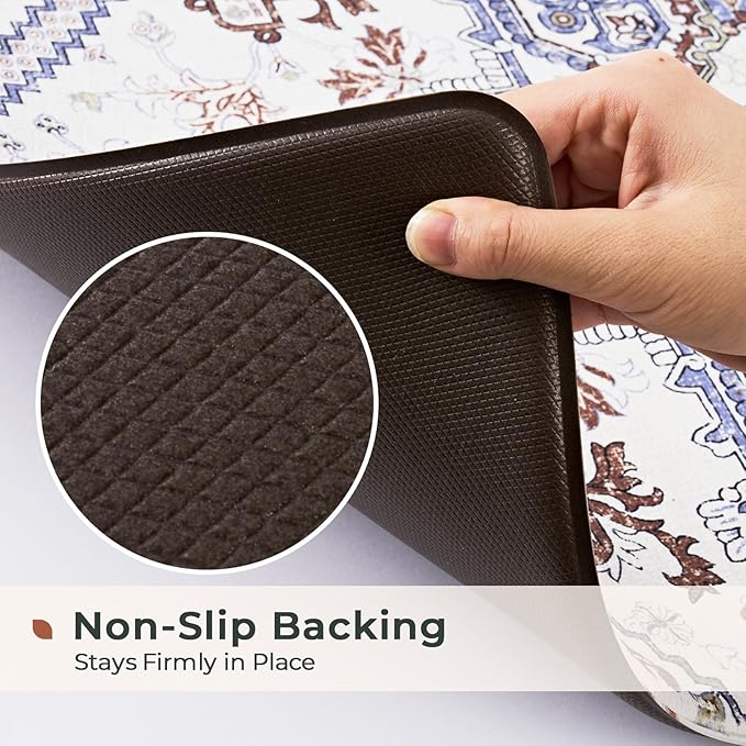 FRESHMINT Anti Fatigue Kitchen Mats Set 2 PCS, Waterproof & Non-Skid Boho Kitchen Rugs, Cushioned Kitchen Floor Mats for Standing Washable Comfort Kitchen Runners for Lanudry, Office, Sink