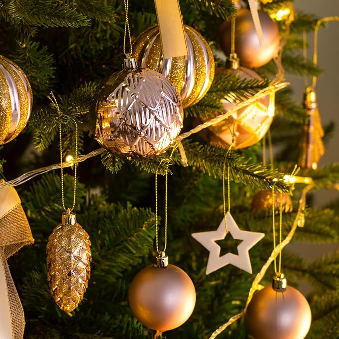 LARAINE Christmas Balls Ornaments 88 Pcs Decorations for Christmas Tree, Shatterproof Hanging Ball Variety Gift Set of Holiday Party Wedding Decoration (Rosegold)