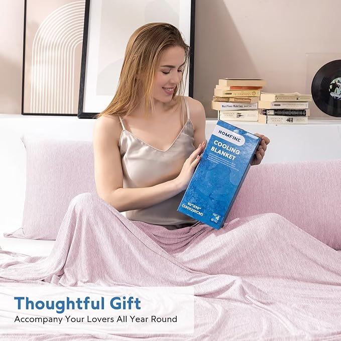 HOMFINE Cooling Blankets for Hot Sleepers (Pink, 90 x 90 inches)
