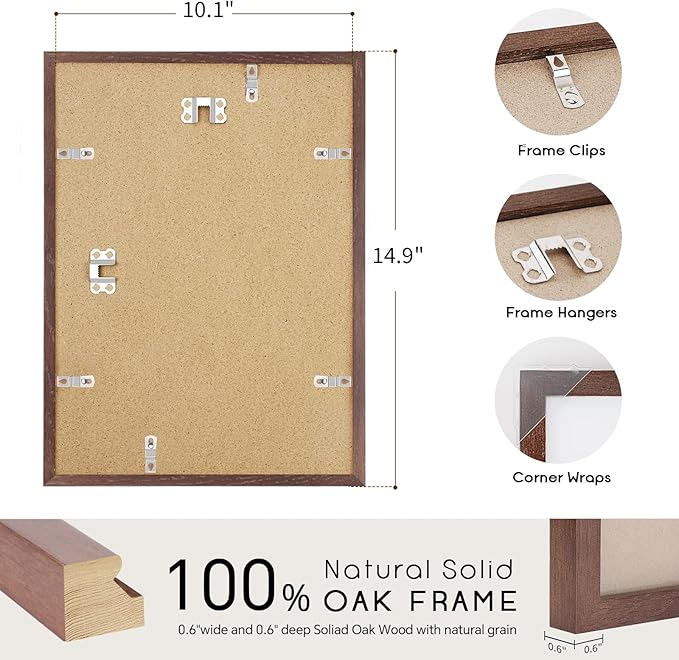 puthiac 10x14 Oak Wood Picture Frame - 10"x14" Poster Frames for Wall, 10x14 Picture Frames for Wall, 10 x 14 Picture Frames, 10 x 14 Frames for Wall(3 Pack, Walnut)