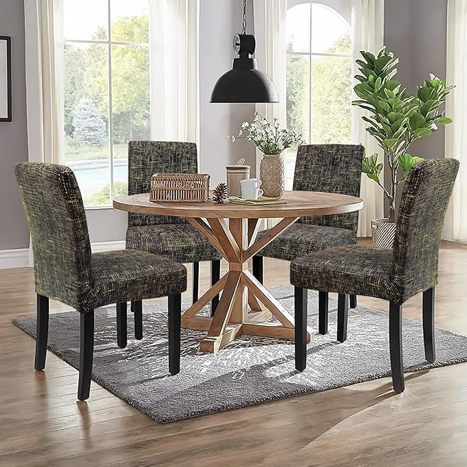 Sufdari Dining Chair Covers,Kitchen Chair Cover,Parsons Chair Slipcover,Spandex Chair Protectors for Dining Room Stretch Chairs Cover Set of 6 -Hemp Coffee