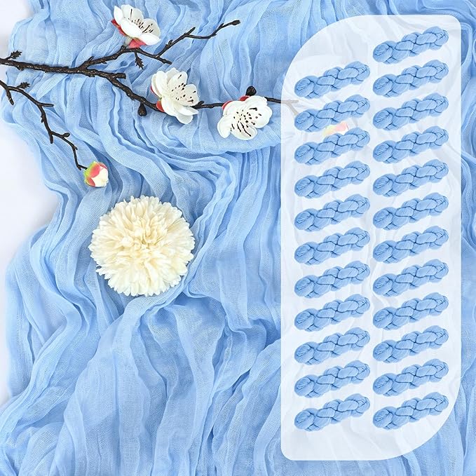 25 Pack Light Blue Cheesecloth Table Runner 17 x 108 Inch Fall Thanksgiving Boho Rustic Farmhouse Gauze Cheese Cloth Runner for Wedding Party Baby Shower Home Decor Holiday Decorations