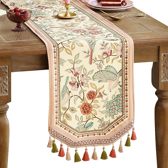 patdrea Velvet French Table Runner Farmhouse for Home Kitchen Dining Decor Parties Family Dinners Wedding 12"*71"
