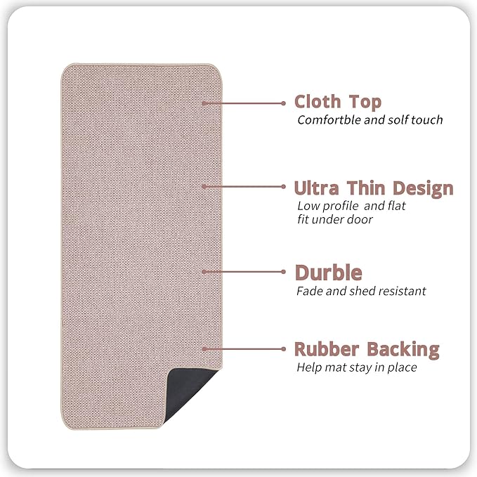 Bath Mat,Ultra Thin Bathroom Runner Rugs,Large Bath Mats for Bathroom,Quick Dry,Non-Slip,Machine Washable,Low Pile,Bath Rug,Shower Outside,Sink,Home Decor Accessories.Beige,2'x5'（24x60inch）
