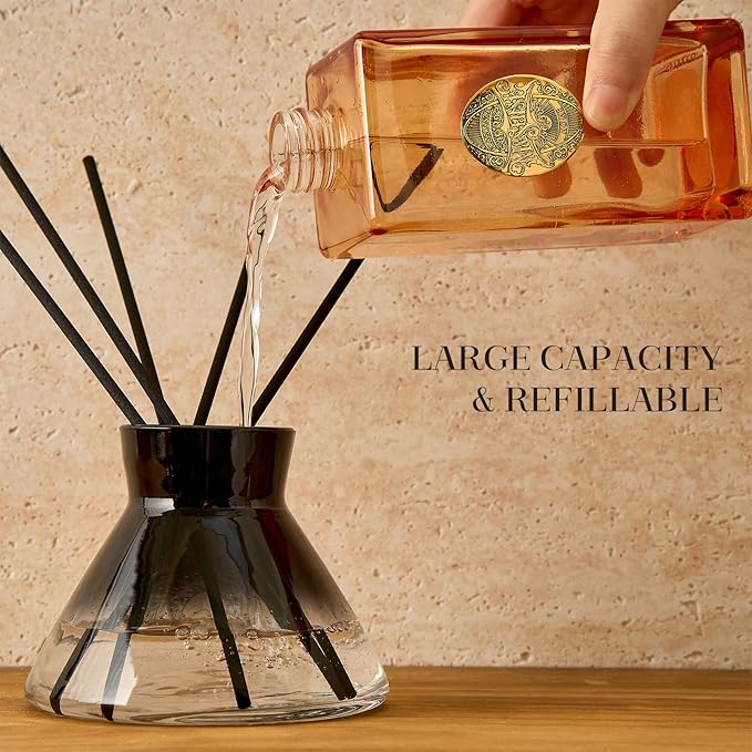 M&SENSE 6.3 oz Large Reed Diffuser Set | Creamy Vanilla Scent Oil Diffuser with Sticks | Hotel Collection Non-Toxic Essential Oil |for Bedroom Bathroom Living Room