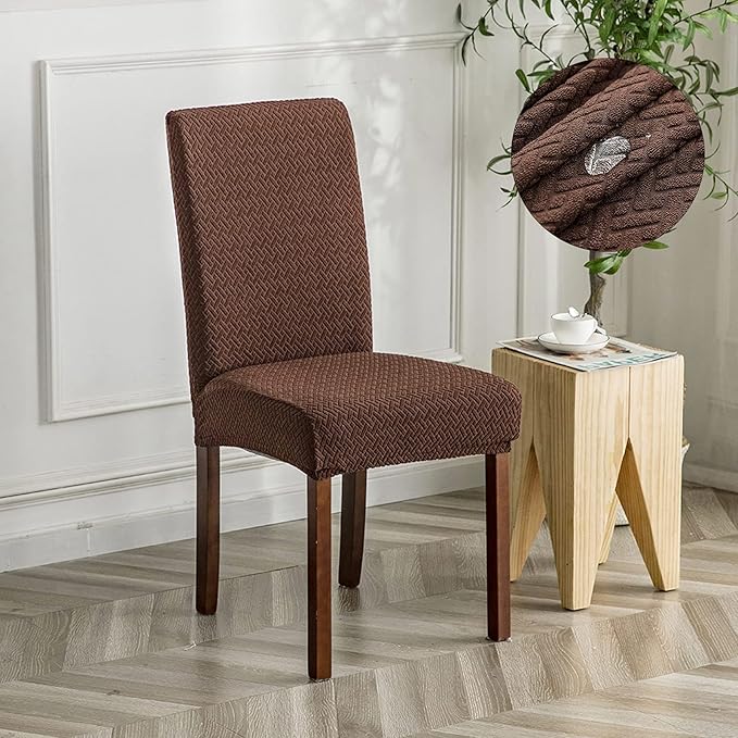 Genina Waterproof Chair Covers for Dining Room Chair Covers Dining Chair Slipcovers Stretch Kitchen Parsons (Chocolate, 2 PCS)