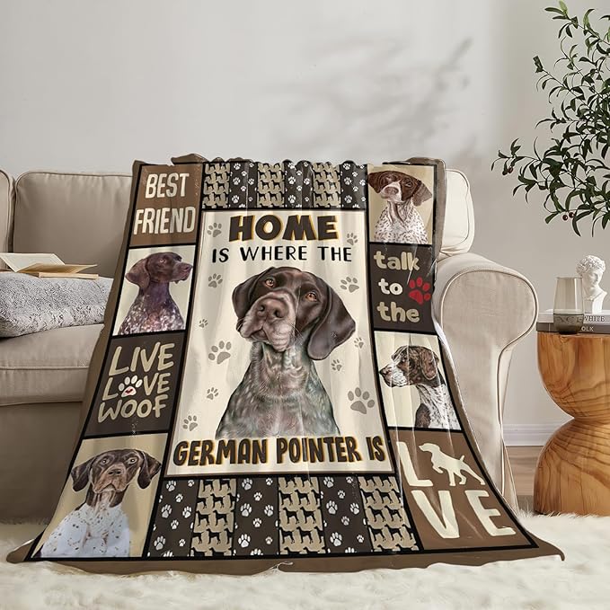 Tijuboni German Shorthaired Pointer Throw Blanket Dog Gifts for Girls Boys Women Men Kids Adults Soft Flannel Fleece Blanket for Couch Sofa Bed Home Decor 40"x50"