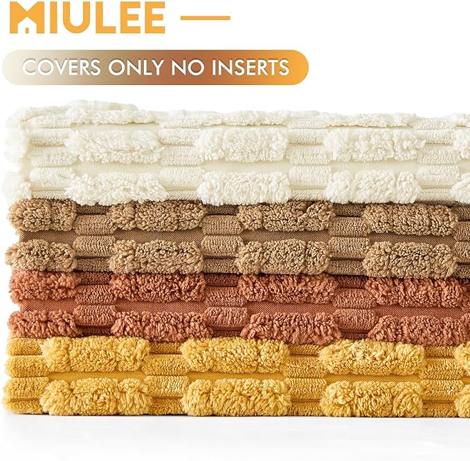 MIULEE Fall Soft Corduroy Throw Pillow Covers Set of 4 Camel 18x18 Inch Modern Farmhouse Boho Decorative Accent Cushion Covers for Couch Sofa Bedroom