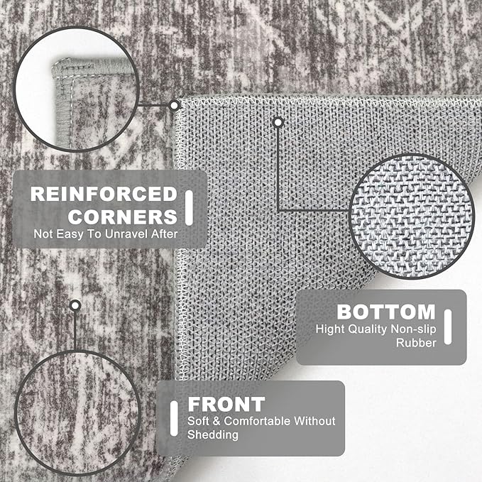 KILOCOCO Boho Entryway Rug 2x3 Printed Small Area Rugs Indoor Door Mat Machine Washable Kitchen Rugs Super Soft Non Slip Throw Rug for Bedroom Entrance Geometric Laundry Room, Taupe