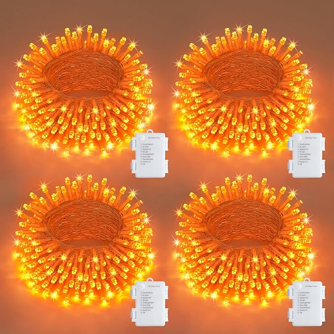 JMEXSUSS 4 Pack Green Battery Operated Lights, Each 16.5ft 50 LED Green String Lights Outdoor Waterproof, 8 Modes St Patrick’s Day Lights Indoor with Timer for Home Garden Christmas Decoration