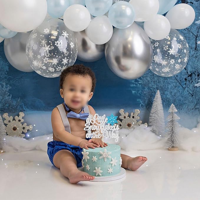 Gyufise 1 Pack A Little Snowflake is on the Way Cake Topper Glitter Winter Baby Shower Cake Topper Gender Reveal Cake Decorations for Winter Onederland Baby Shower Christmas Party Decoration