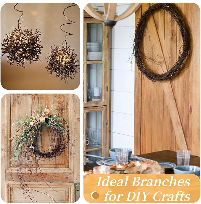 60Pcs Real Dried Birch Twigs Branches - 16” Natural Decorative Birch Branches for Easter Vases, Birch Sticks for DIY, Centerpiece, Floral Arrangment, Twig Wreath, Rustic Home Decor