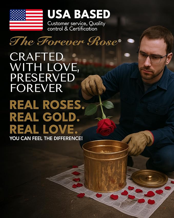 Forever Rose Hand-Dipped in 24K Gold, Ruby Red-Inspired July Birthstone with Sparkles, Real Rose in Luxury Gold Gift Box – Perfect Ready to Gift for July Birthday or Any Occasion