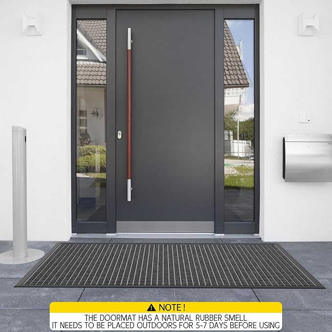 Indoor Outdoor Front Door Mats, 48" x 36" Rubber Backing Non Slip Durable Welcome Floor Mats for Patio, Garage Entrance, Stain and Fade Resistant Commercial Doormats for High Traffic