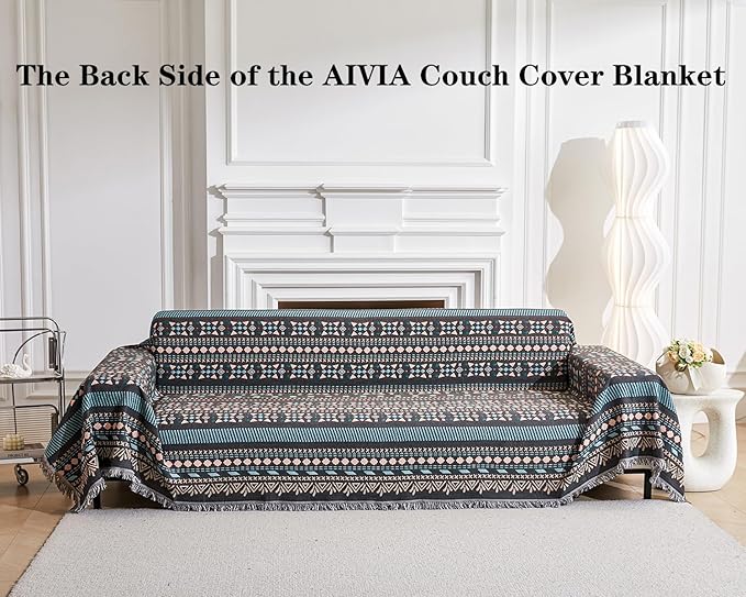 AIVIA Couch Cover Sheet Blanket, Oversized Covers for 3 Cushion Sofa, Extra Large RV Furniture Decoration Throws Recliner Slipcovers, L-Shape U-Shaped Sectional Protector for Cats Dogs Washable
