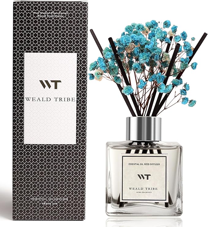 WEALD TRIBE Reed Diffuser Set Cashmere Vanilla Scent for Bathroom Air Fresheners Accessories, Oil Diffuser Stick | 5.1 fl oz Home Fragrance with Sticks Defusers | House Bedroom Office Shelf Decor
