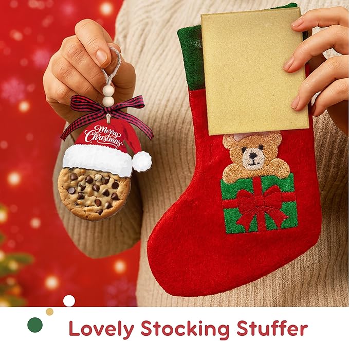 Chocolate Chip Cookies Ornament - Food Ornaments for Christmas Tree, Dessert Baking Ornaments - Food Dessert Cookie Gifts for Baking Lover, Baker - Wood Ornament
