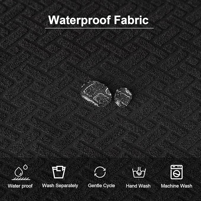 Genina Waterproof Seat Covers for Dining Room Chairs Covers Dining Chair seat Covers Kitchen Chair Covers slipcovers (Black, 4 Pcs)