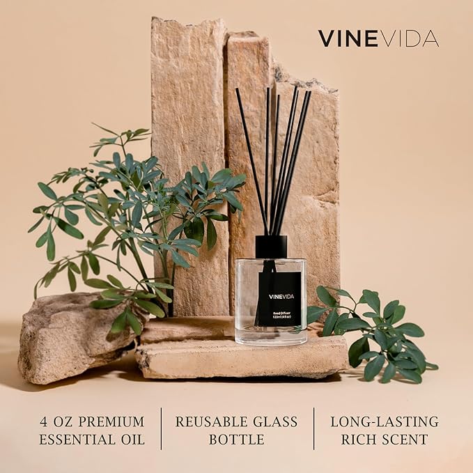 VINEVIDA Reed Diffuser for Home & Bathroom | Long-Lasting Scent Sticks Set | Oil Stick Diffuser | Bathroom Scent - Room Fragrance No. 1007 - Inspired by: Dream On & Westin Hotels