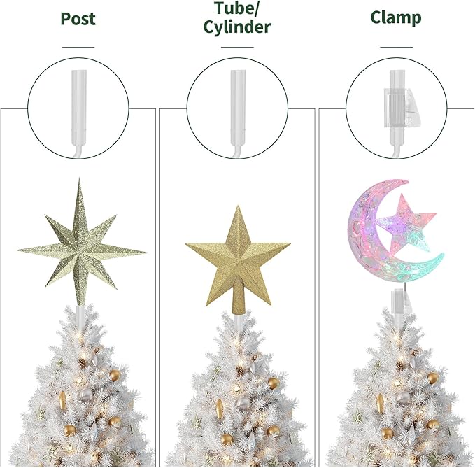 Christmas Tree Topper Holder -Universal Twist On Tree Topper Stabilizer Xmas Tree Topper Support Adjustable Secure Attachment for Star Angel Snowflake Ornaments Fit Most Christmas Trees & Topper Bases