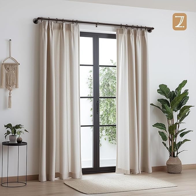 Zeerobee Curtain Rods for Windows 66 to 120, 1 Inch Industrial Wrap Around Curtain Rod, Indoor/Outdoor Room Divider Adjustable Drapery Pole, 66"-120", Antique Bronze