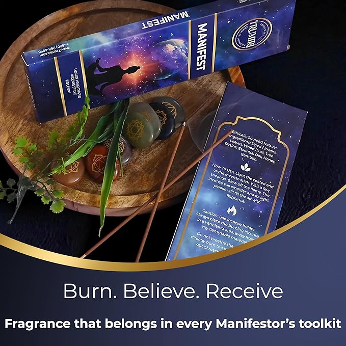 Manifest Incense Sticks - Pack of 100 Insence-Sticks - Made with Natural Raw Ingredients - Manifestation Insense Indian Spiritual Agarbatti Non Toxic Incents