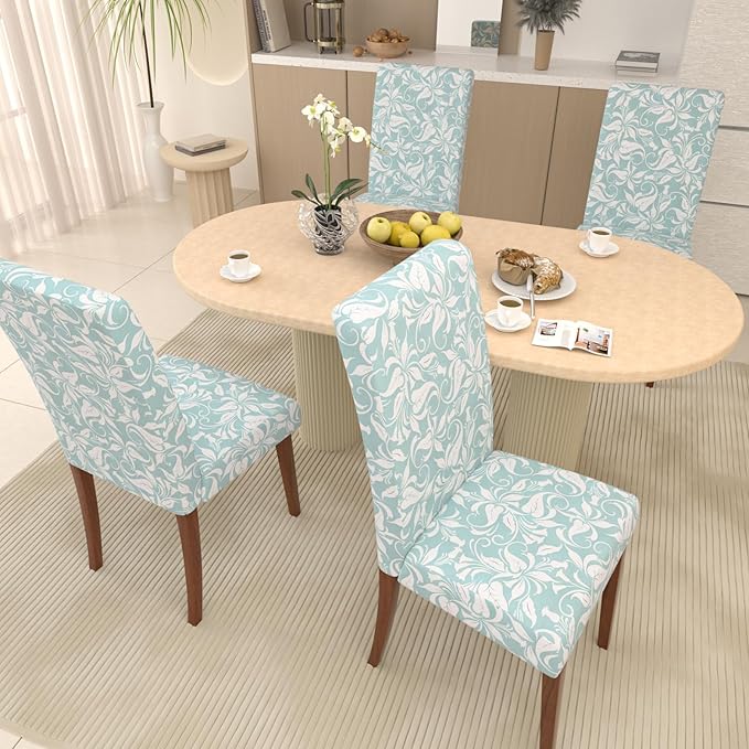Stretch Dining Chair Covers Set of 2,Floral Print Chair Covers,Soft Removable Washable,Pet Friendly Furniture Protector,Universal Chair Slipcovers for Home, Kitchen,Ceremony Dining Room Seat