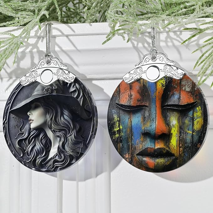 3" Stained Glass Christmas Decoration, Christmas Ornaments, Heirloom Keepsake, Gift Exchange, Gift Idea, Bauble Present - African Mask