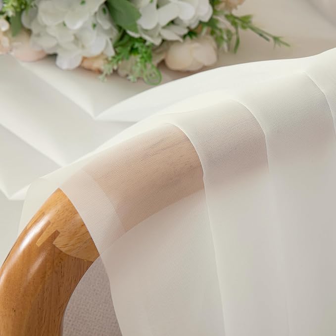 Lecloud Ivory Sheer Curtain Panels 72 Inch Length, Light Filtering Window Curtain Drapes Treatment for Living Room, Breathable Rod Pocket Sheer Curtains for Bedroom, 2 Panels, Each 40" Wx72 L