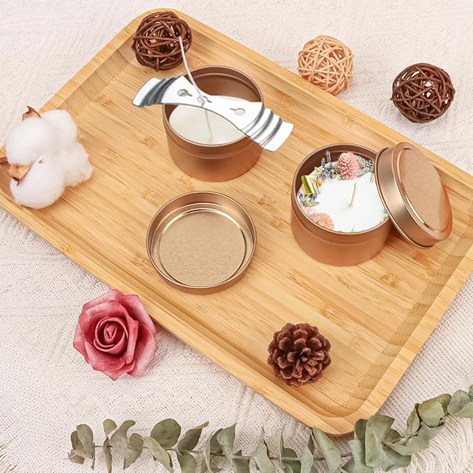 IHDYPPEW 48 Pack 4 oz Rose Gold Tins with Lids, Candle Containers, Empty Candle Jars Bulk, Candle Jars for Making Candles, Candle Supplies for Party Favors, Spices, Jewelry, Cosmetics