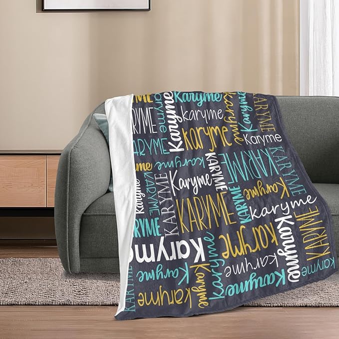 Personalized Name Blanket for Kids and Adult Customized Blanket for Boys Girls Baby Personalized Blanket and Throws Super Soft