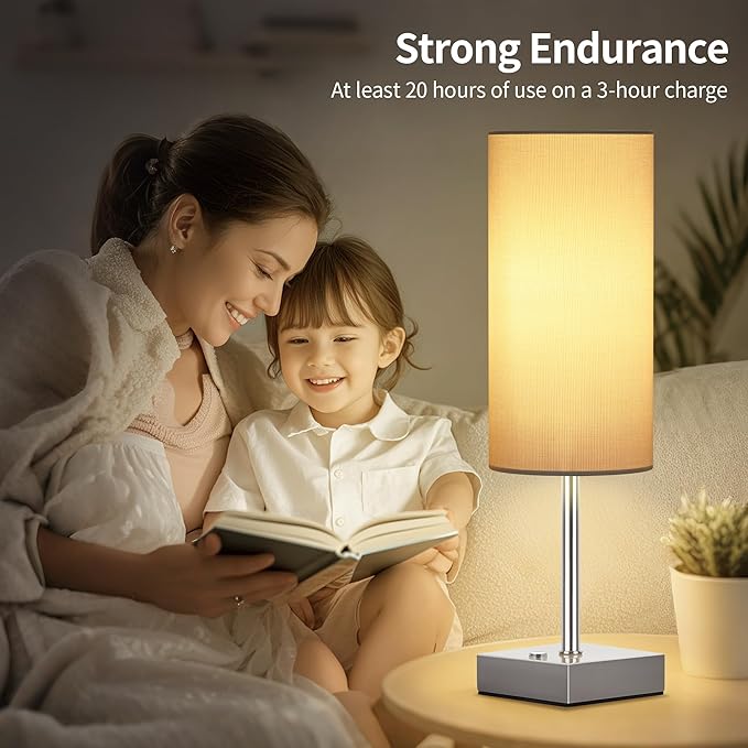 AVV Cordless Table Lamp with Dimmable, Rechargeable 3 Modes Battery Powered Bedside Lamp, Battery Operated Lamps for Night Stand, Touch Lamp for Bedroom, Living Room, 15 Inch White 2PK