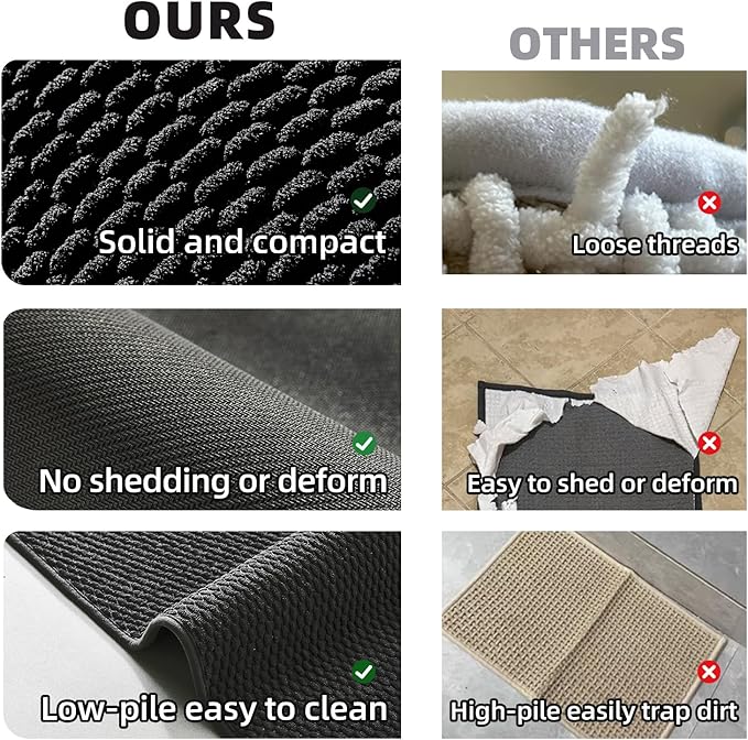 Black Small Bathroom Rugs, Non Slip Washable Bath Rugs Super Absorbent Bathroom Rug Thin Quick Dry Low Pile Bath Mats, Black 12''x12''
