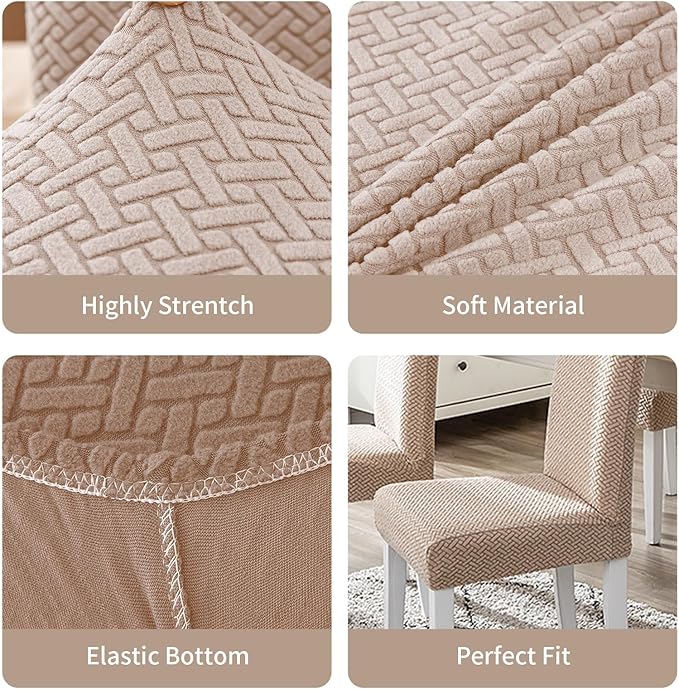 Parsons Dining Chair Cover, Detachable Sofa Chair Cover, Retractable Chair Cover (4, Brown)