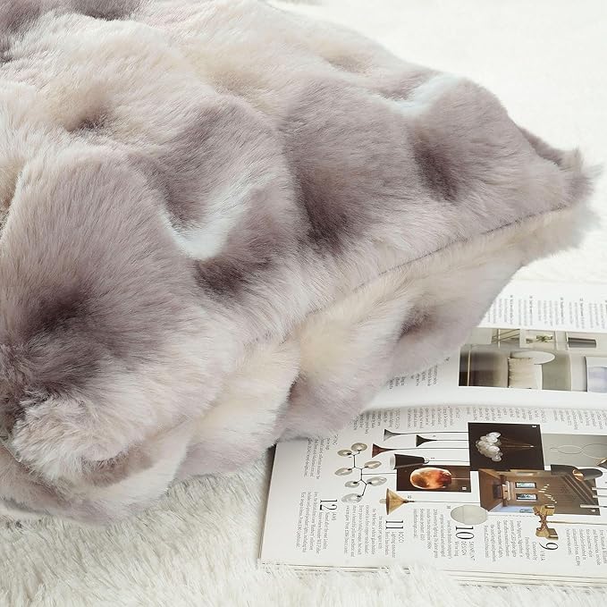 MADIZZ Pack of 2 Thick Plush Wool Throw Pillow Covers 26x26 Inch Grey Taupe Soft Neutral Decorative Throw Pillows Accent Boho Cushion Covers for Couch Sofa Bedroom Pillow Shell