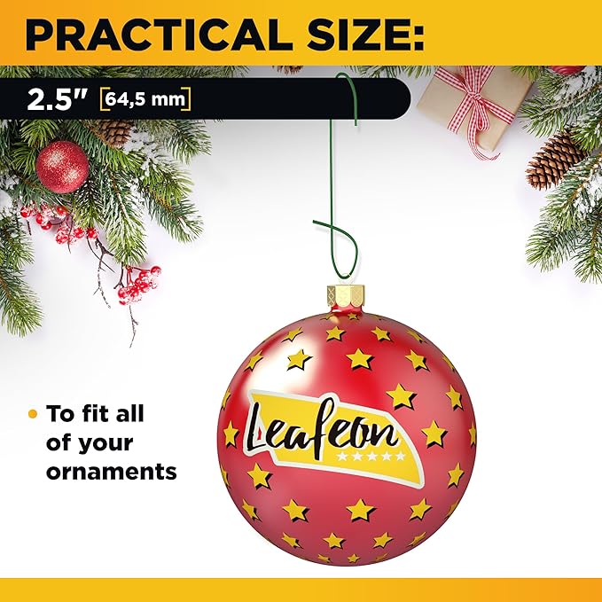 Leafeon 50 Pack Christmas Ornament Hooks – Essential Christmas Ornament Hangers – Great Ornament Hooks for Tree Decoration (Green)