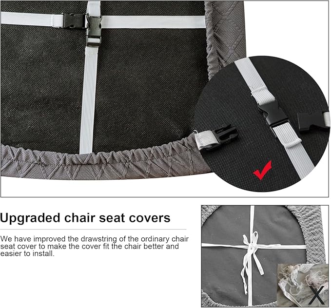 Genina Waterproof Seat Covers for Dining Room Chairs Covers Dining Chair Cover Kitchen Chair Covers (Dark Gray, 2 Pcs)