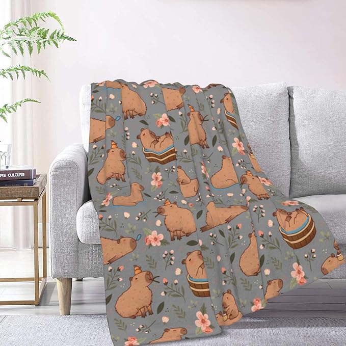 Capybaras Blanket Throw Blanket for Bed Soft Cozy Fluffy Couch Blankets Fleece Blanket Throw Gifts for Women Men Girls Boys 60"x50"