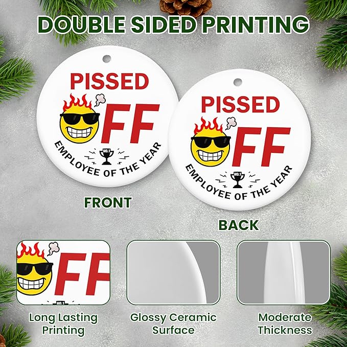 Gag Gifts for Christmas - Ceramic Christmas Ornaments 2025 for Tree Decorations - Funny Coworker Gift for Friend Employees Work Bestie, Stocking Stuffers White Elephant Gifts for Adults