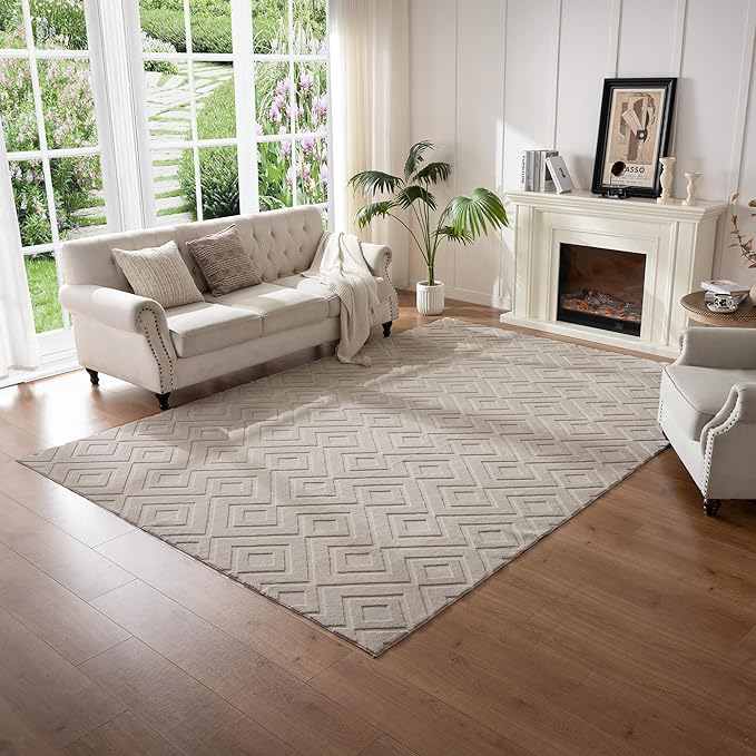 Area Rug 4X6,Washable Area Rugs with Non-Slip TPR Backing Design,Fluffy Soft Feeling,Durable Braided Foldable Area Rug for Bedroom Living Room Home Office,Grey