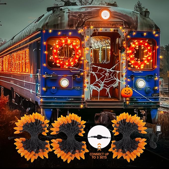 Halloween C9 LED String Lights, 82ft 100 LED Waterproof Strawberry String Light, Plug in Extendable Black Wire Halloween Lights String for Outside Decoration, Orange