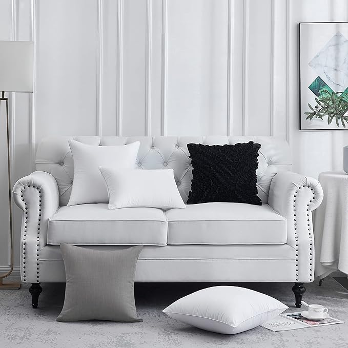 FAVRIQ 22 x 22 Pillow Inserts (Set of 2) - 22 Inch Square Interior Sofa Throw Pillow Inserts with 100% Cotton Cover - Decorative Pillow Insert White Sofa Pillow