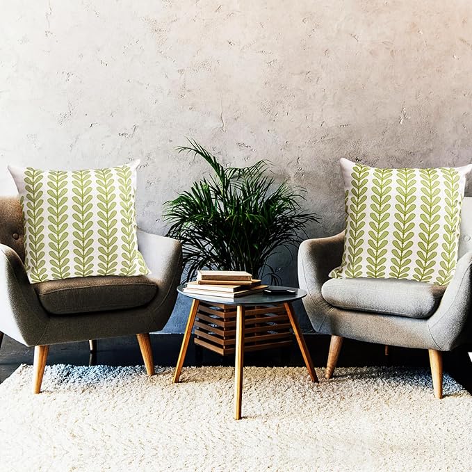 Decorative Throw Pillow Covers Set of 2 Grass Green Pillow Covers 16x16 Inch Throw Pillow Cover Linen Pillowcase Modern Boho Farmhouse Outdoor Pillow Covers for Couch Sofa Bed Living Room