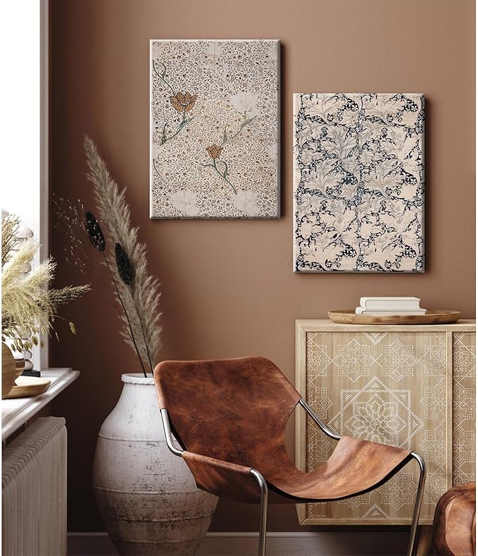 Vintage Botanical Wall Art Prints Set of 2 Antique Sketch Wall Art Decor Neutral Flower Canvas Wall Art Floral Pictures Farmhouse Painting Vintage Floral Artwork for Bedroom 24x36 Inch Ready to Hang