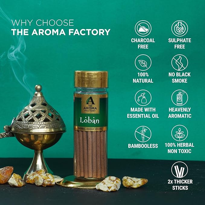 The Aroma Factory Dhoop batti .No Bamboo Herbal Dhoop Sticks with Incense Holder, 5 Bottle x 75g,with Jute Bag (Arabian Nights)
