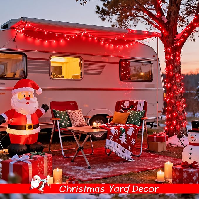 JMEXSUSS 2 Pack 100 LED Red Christmas Lights Outdoor Waterproof, Each 33ft Red String Lights Indoor Plug in, 8 Modes Connectable Christmas Tree Light for Xmas Yard Bedroom Fireplace Party Decorations
