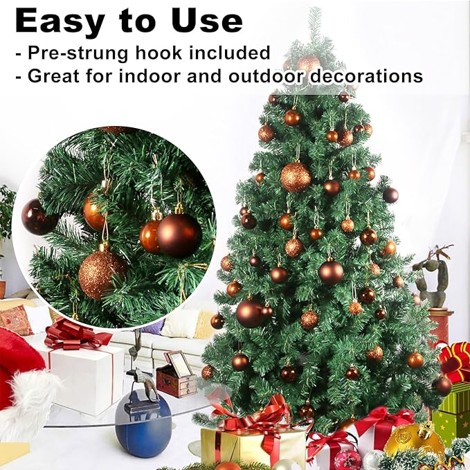 Bronze 2.5" Christmas Balls Christmas Tree Decoration Ornaments Shatterproof Hanging Balls for Birthday Halloween Holiday Wedding Decorations Set of 18pcs