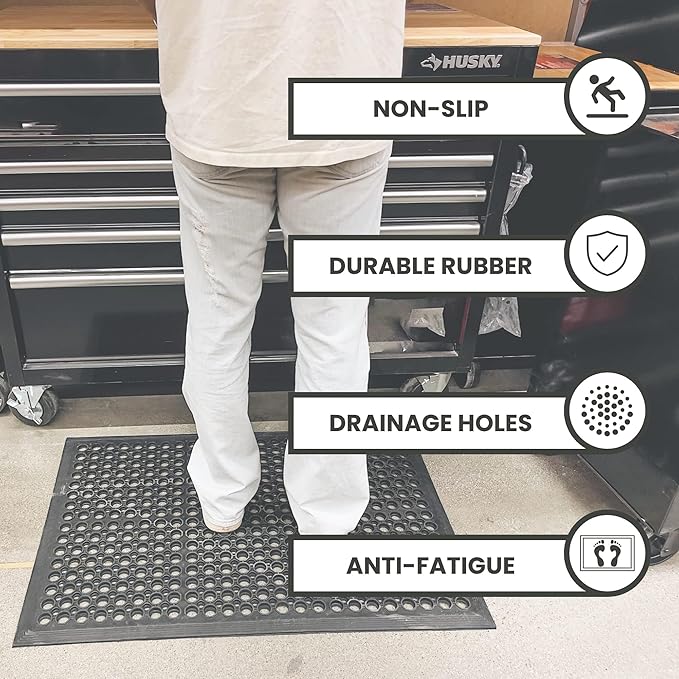 Envelor Anti Fatigue Mat Rubber Floor Mats Door Mat Non Slip Drainage Mat for Entryway, Kitchen, Restaurant, Garage, Heavy Duty Use Doormat, Commercial Floor Mat Industrial 24 x 36 Inches
